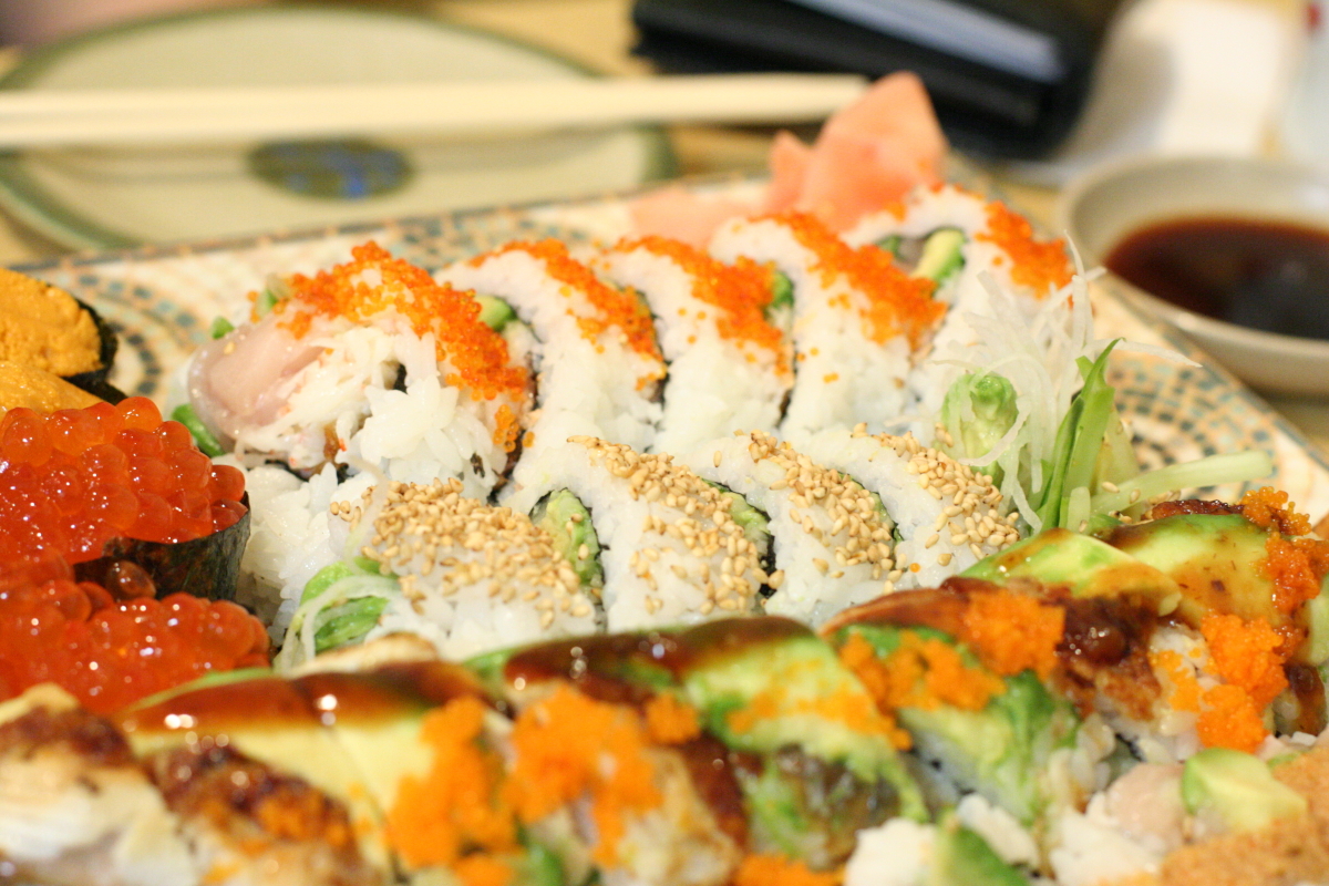 Assorted sushi photo by Geoff Peters from Vancouver, BC, Canada, CC BY 2.0